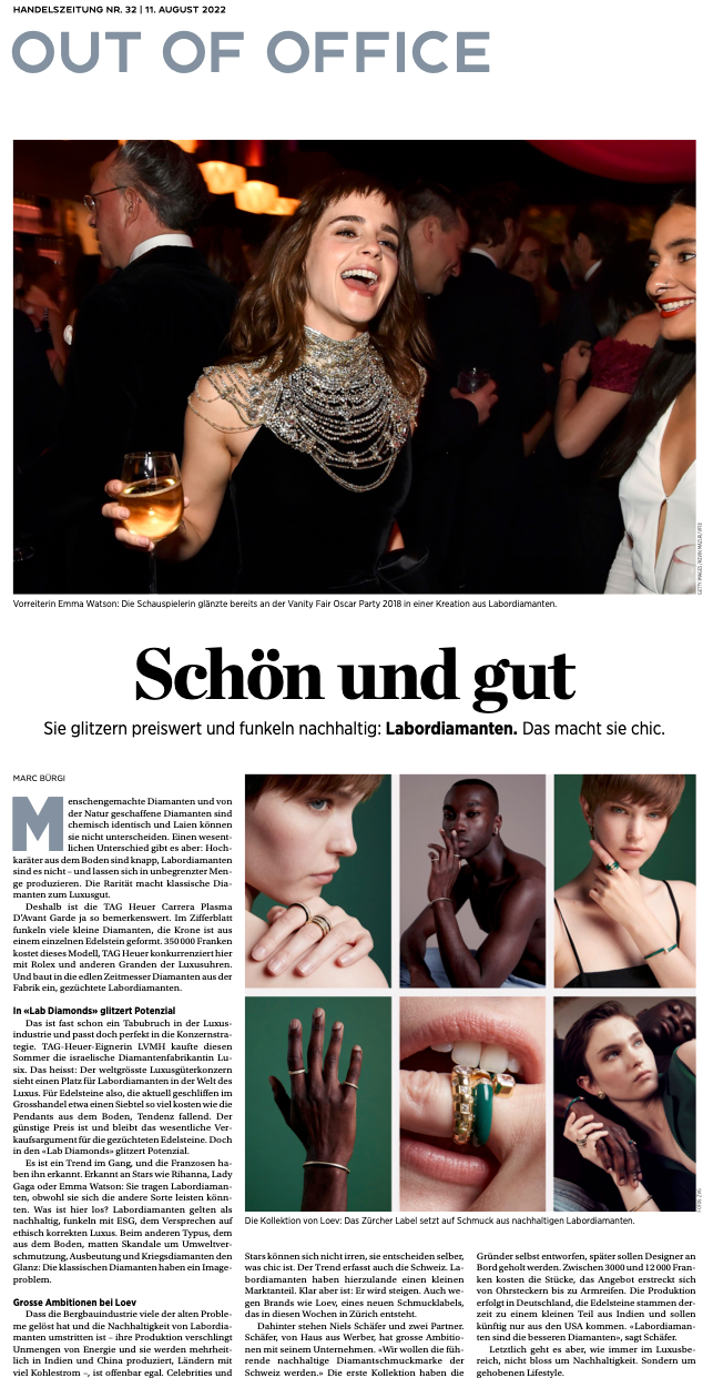 Handelszeitung on lab grown diamonds and LOEV