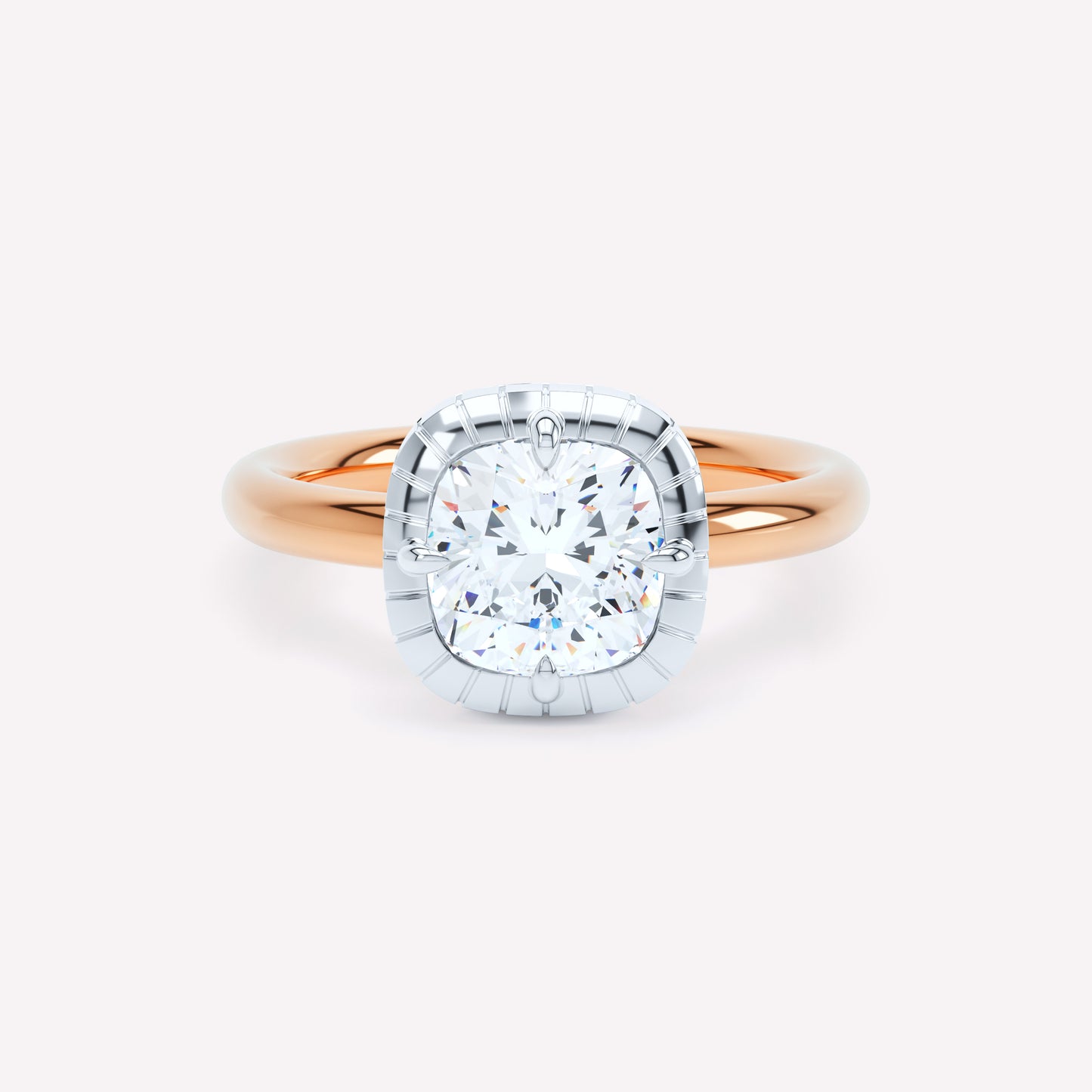 LOEV Engraved Button Back Cushion Diamond Ring