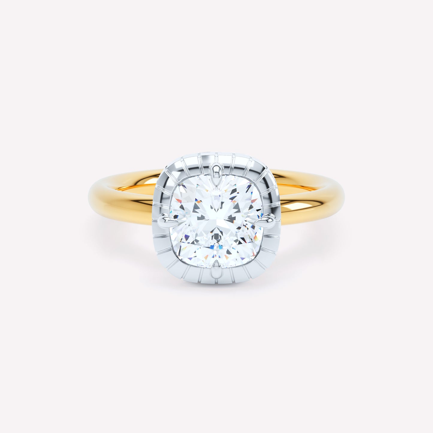 LOEV Engraved Button Back Cushion Diamond Ring