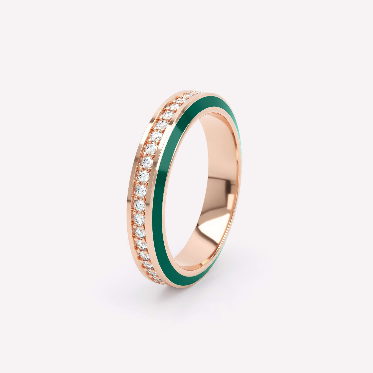Eternity Green Enamel 4mm Diamond Ring – LOEV