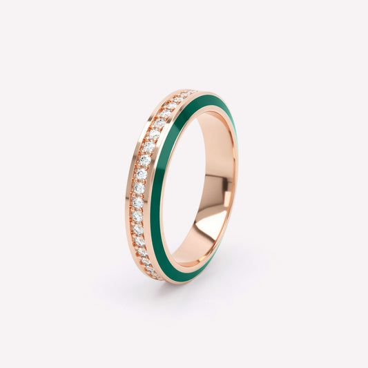 Eternity Green Enamel 4mm Diamond Ring