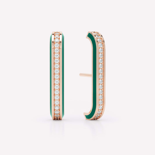 Eternity Green Enamel Diamond Ear Cuffs