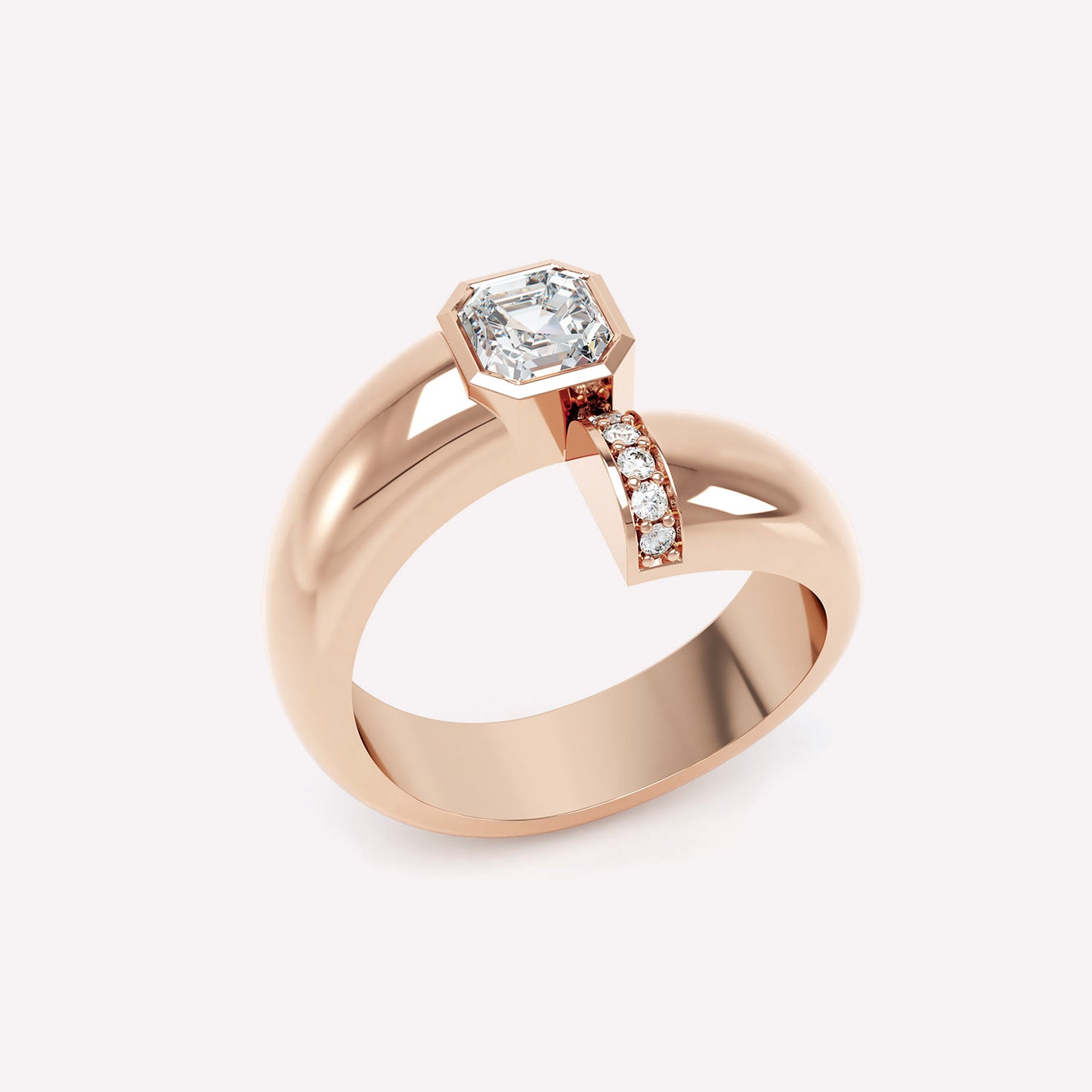Toi et Moi Polished Asscher Ring