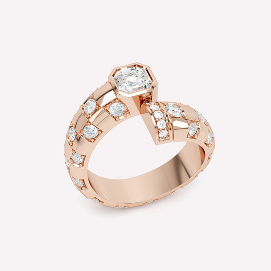 Toi et Moi Checkerboard Asscher Ring