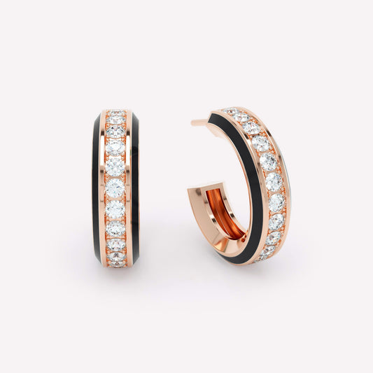 Eternity Black Enamel Diamond Hoops