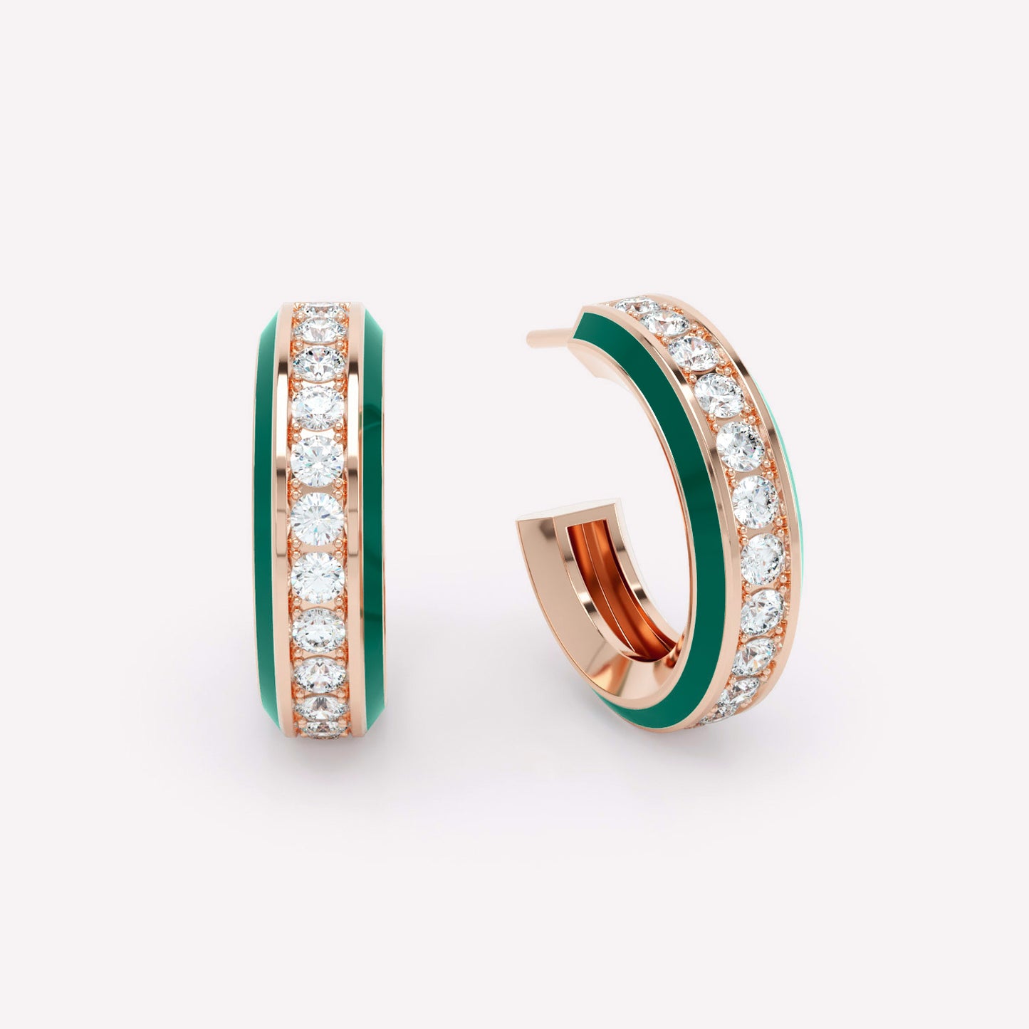 Eternity Green Enamel Diamond Hoops