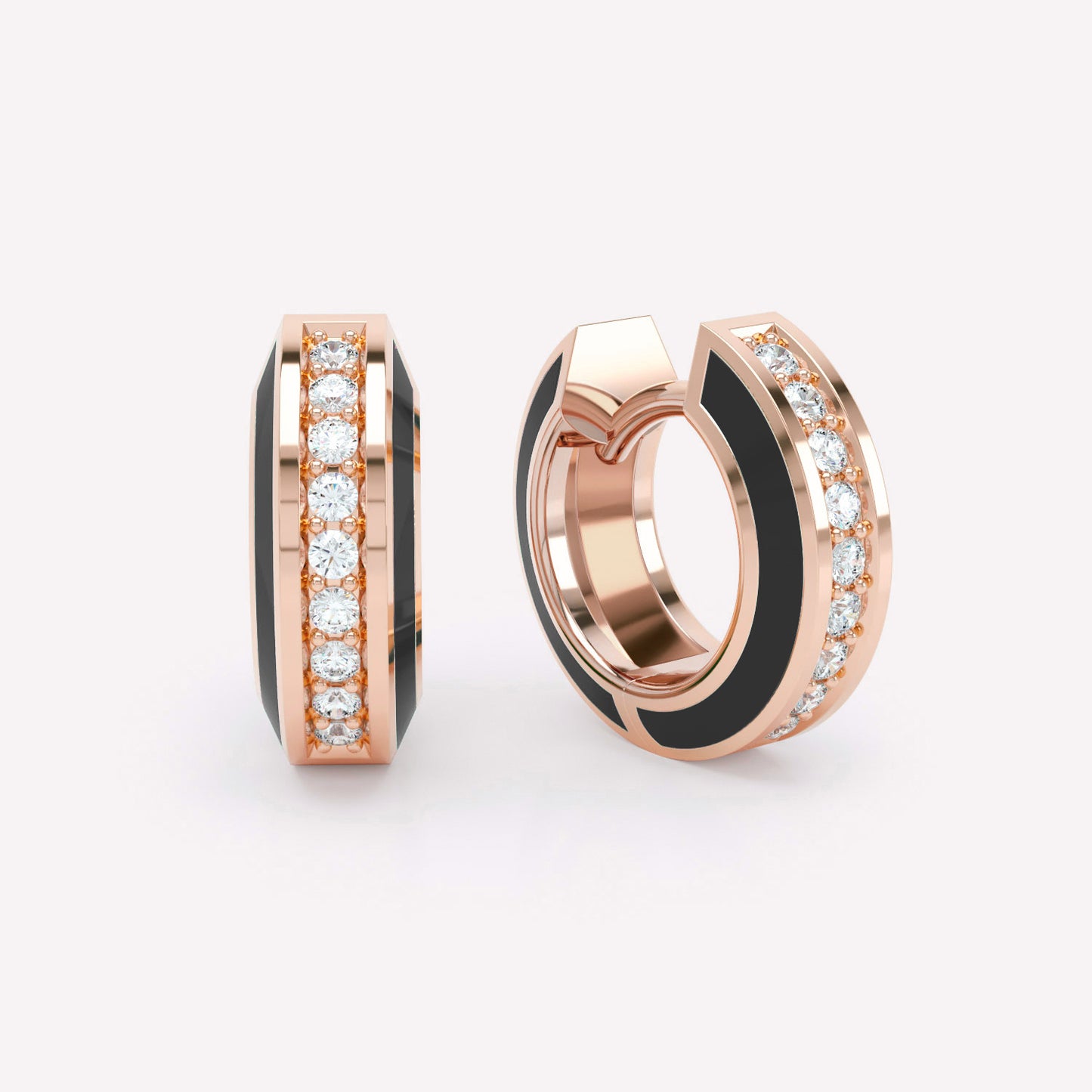 Eternity Black Enamel Diamond Huggies