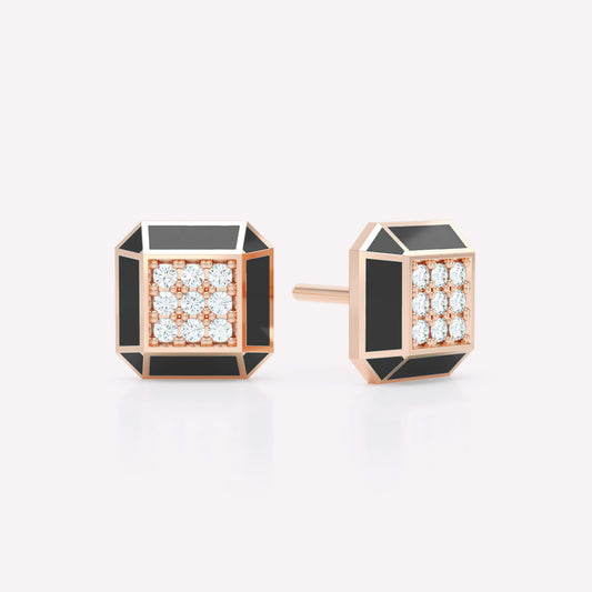 Eternity Black Enamel Diamond Studs