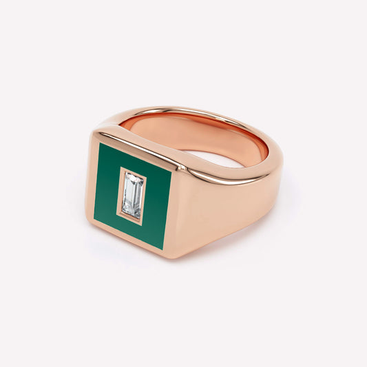 Eternity Green Enamel Signet Ring