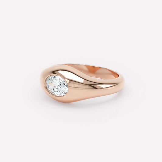 Curve Diamond Signet Ring
