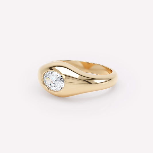 Curve Diamond Signet Ring