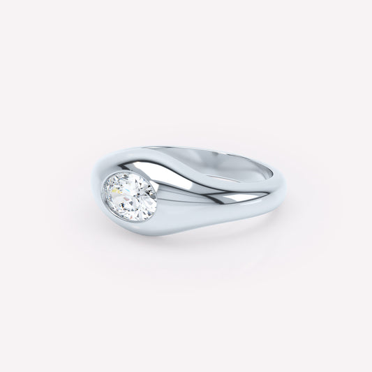 Curve Diamond Signet Ring
