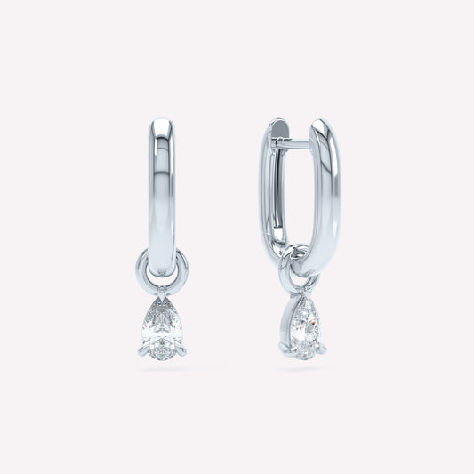 Allday Polished Huggies with Diamond Drop