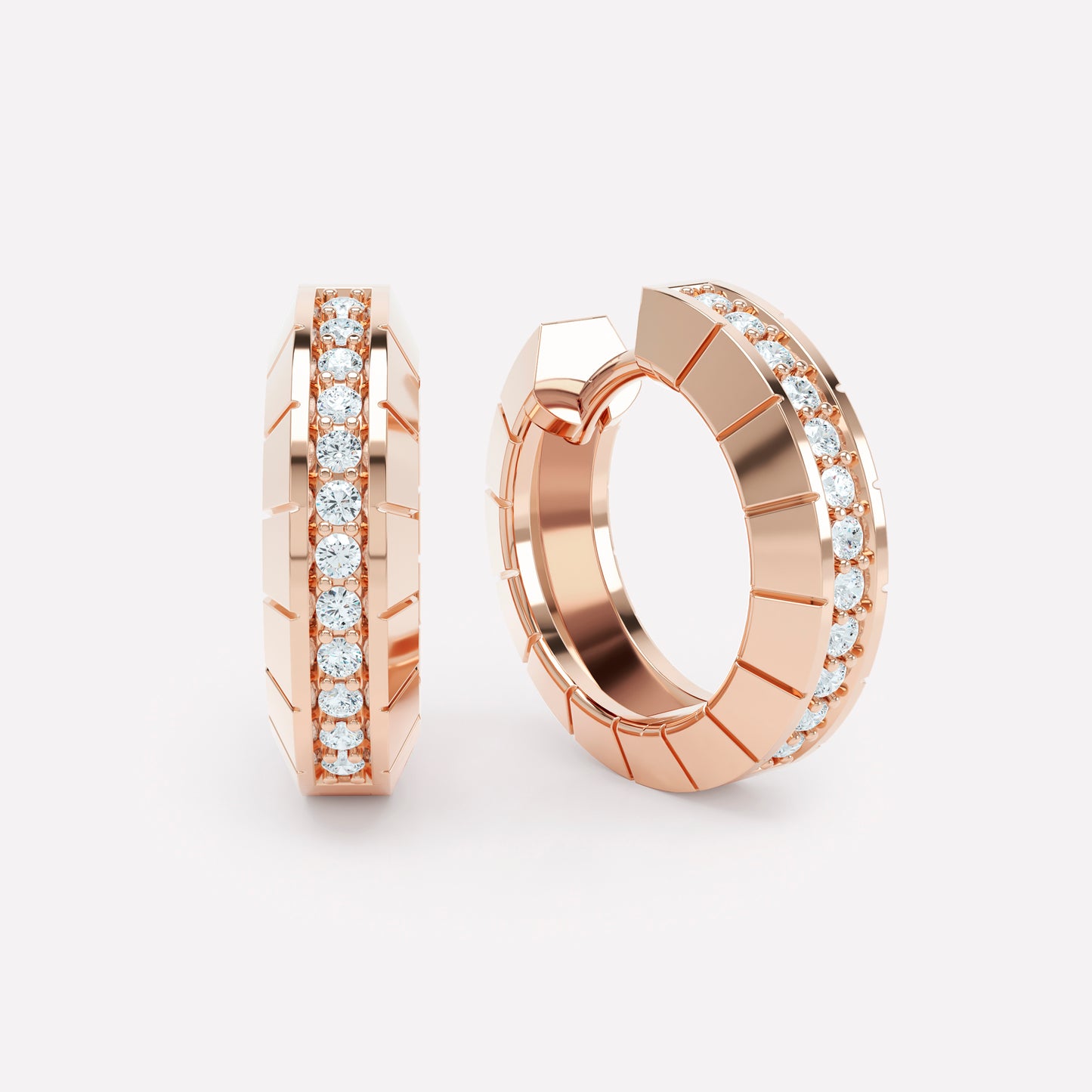 Eternity Engraved Diamond Huggies 15mm