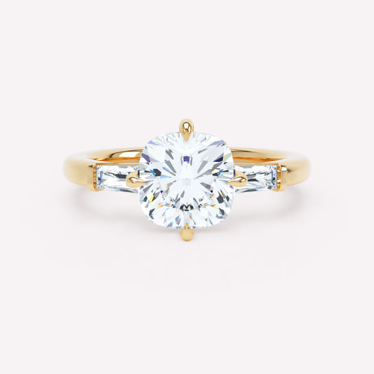 The LOEV Cushion Three Stone Ring