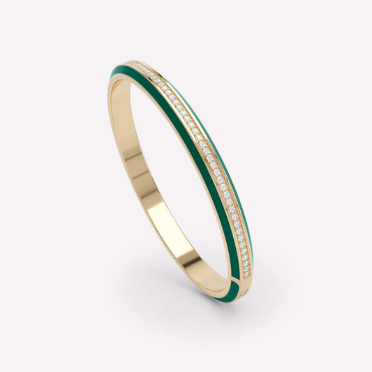 Eternity Green Enamel Diamond Bangle