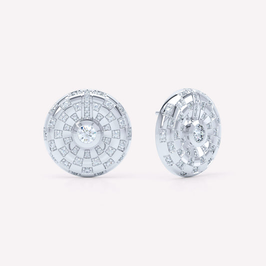 Toi et Moi Checkerboard Brilliant Button Studs