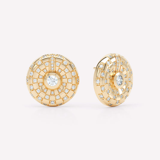 Toi et Moi Checkerboard Brilliant Button Studs