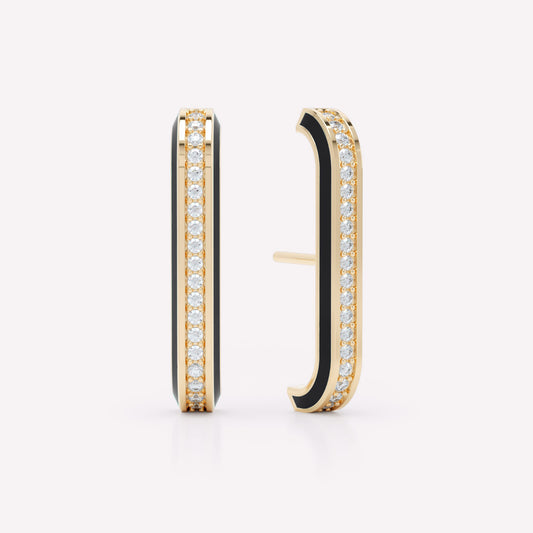 Eternity Black Enamel Diamond Ear Cuffs