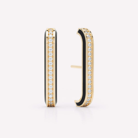 Eternity Black Enamel Diamond Ear Cuffs