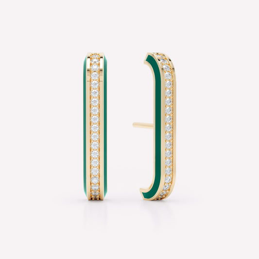 Eternity Green Enamel Diamond Ear Cuffs