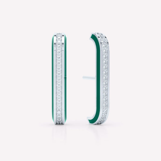 Eternity Green Enamel Diamond Ear Cuffs