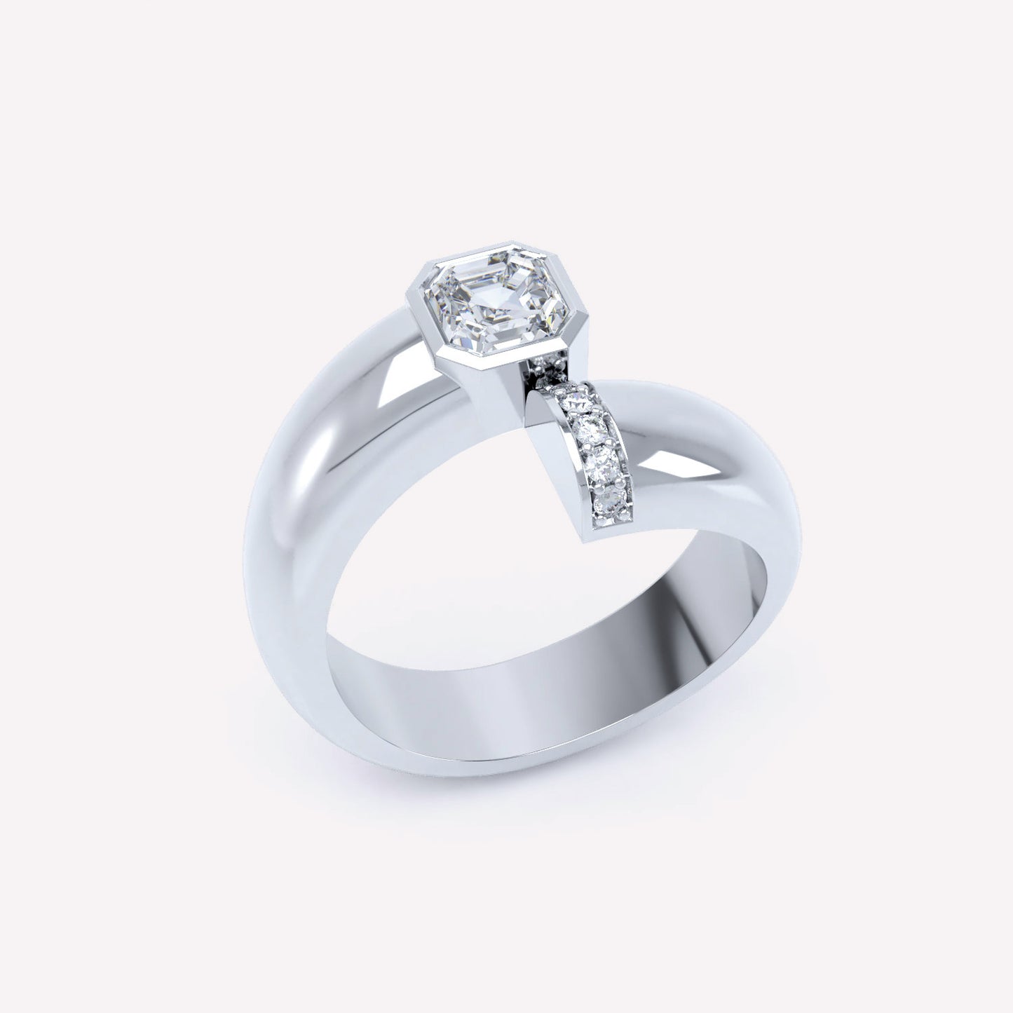 Toi et Moi Polished Asscher Ring