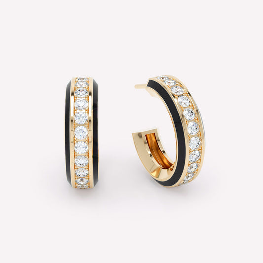 Eternity Black Enamel Diamond Hoops