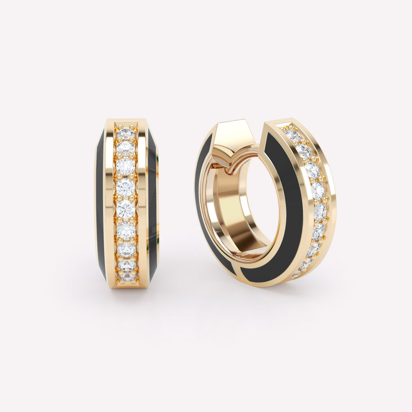 Eternity Black Enamel Diamond Huggies