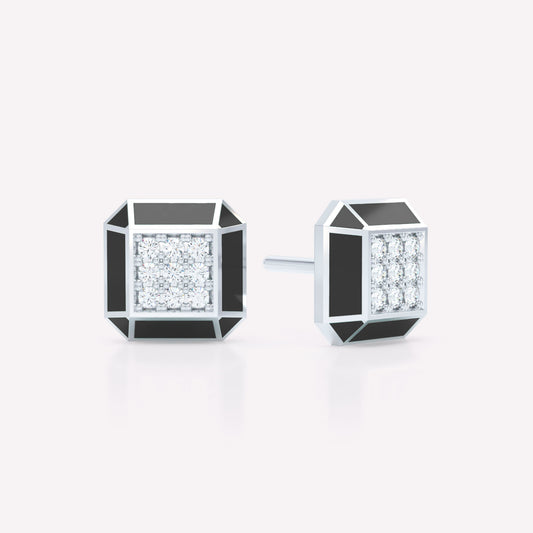 Eternity Black Enamel Diamond Studs