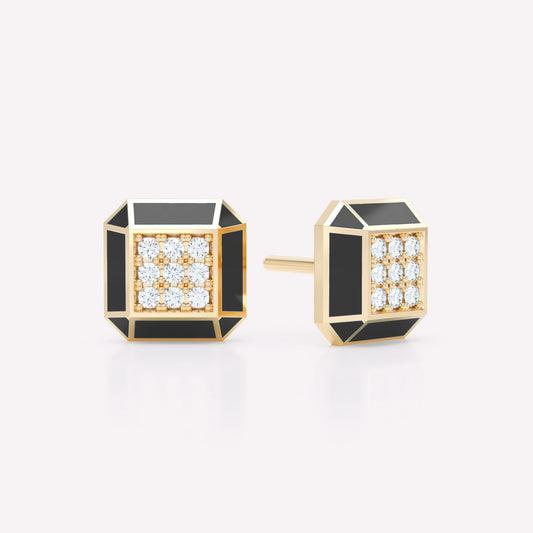 Eternity Black Enamel Diamond Studs