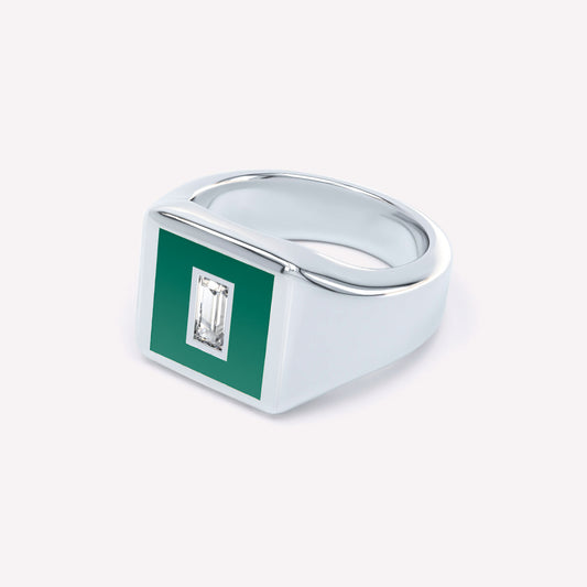 Eternity Green Enamel Signet Ring