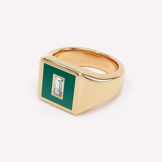 Eternity Green Enamel Signet Ring