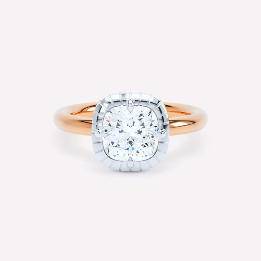 LOEV Engraved Button Back Cushion Diamond Ring