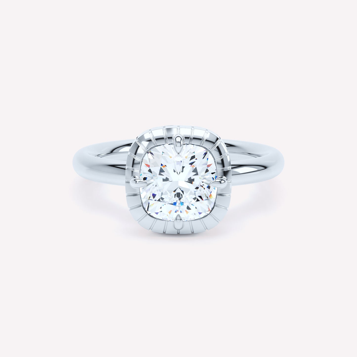 LOEV Engraved Button Back Cushion Diamond Ring