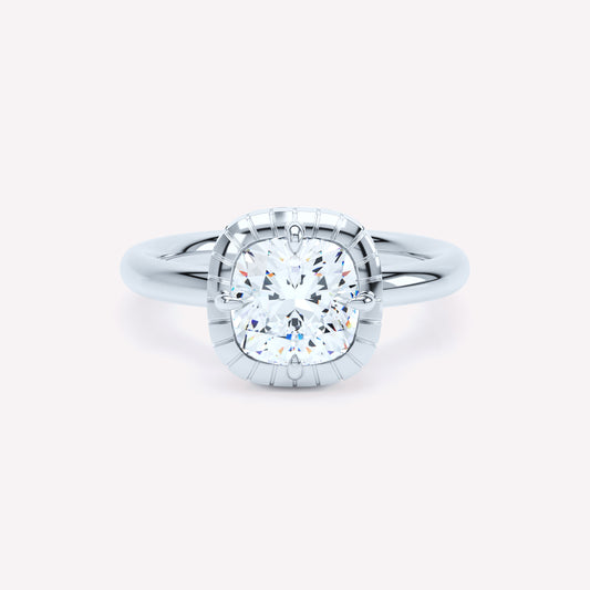 LOEV Engraved Button Back Cushion Diamond Ring