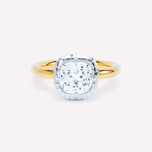 LOEV Engraved Button Back Cushion Diamond Ring
