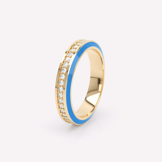 Eternity Blue Enamel 4mm Diamond Ring