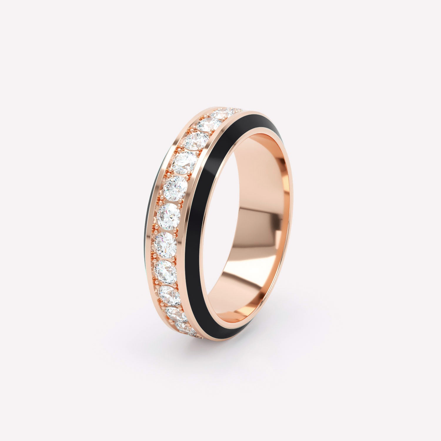 Eternity Black Enamel 6mm Diamond Ring