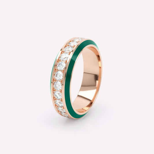 Eternity Green Enamel 6mm Diamond Ring