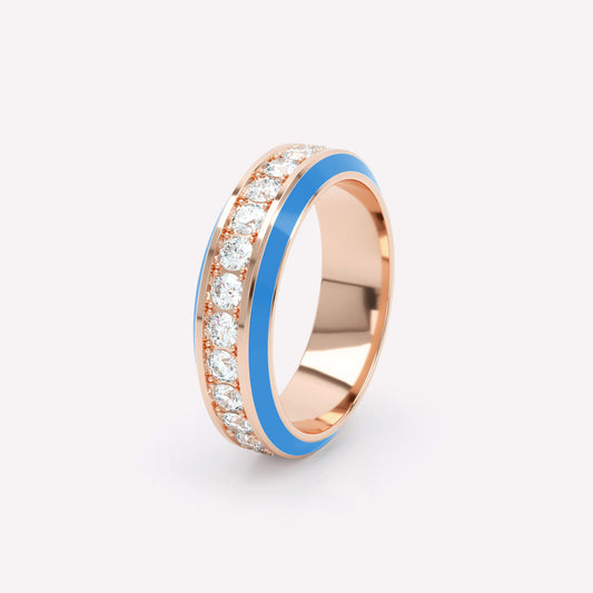 Eternity Blue Enamel 6mm Diamond Ring