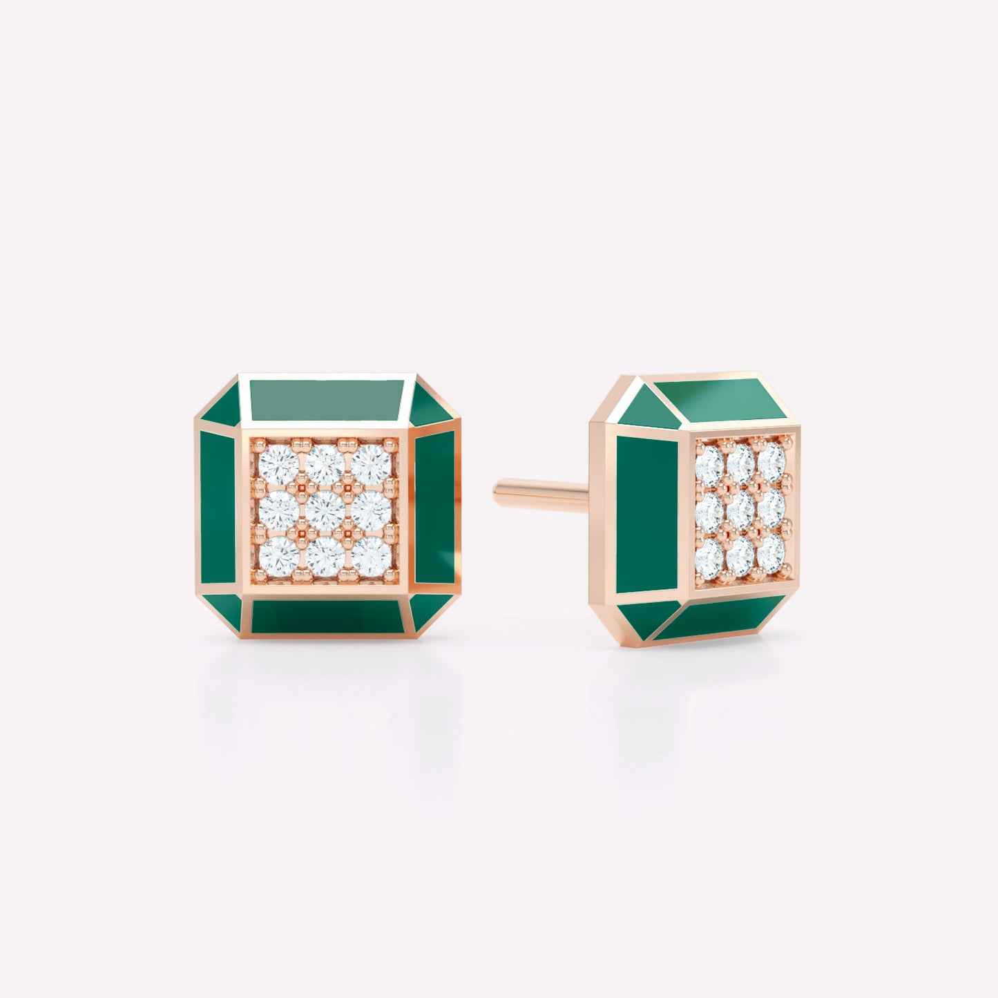 Eternity Green Enamel Diamond Studs