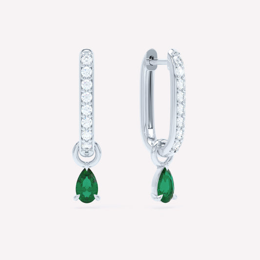 Allday Diamond Huggies with Emerald Drop