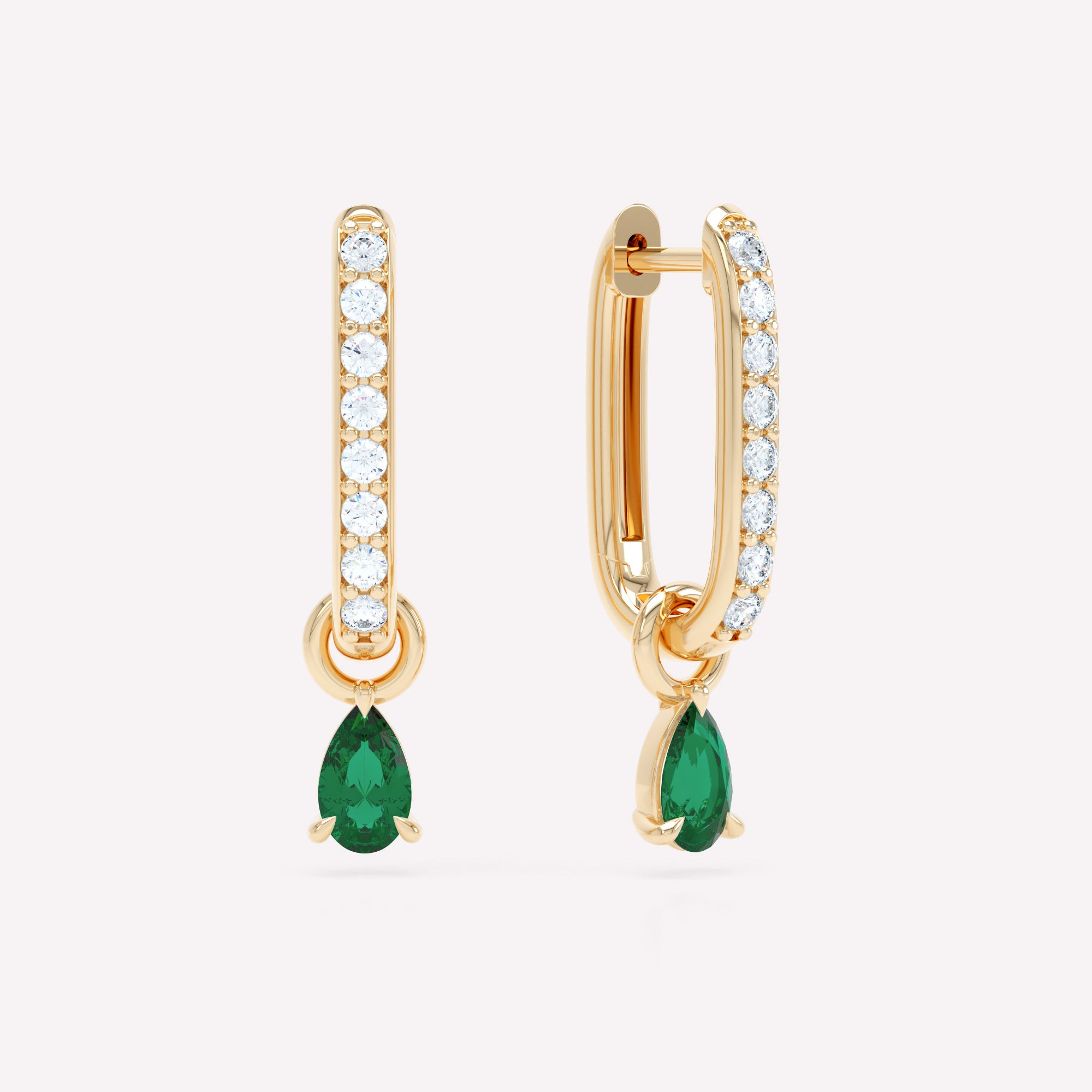 Allday Diamond Huggies with Emerald Drop