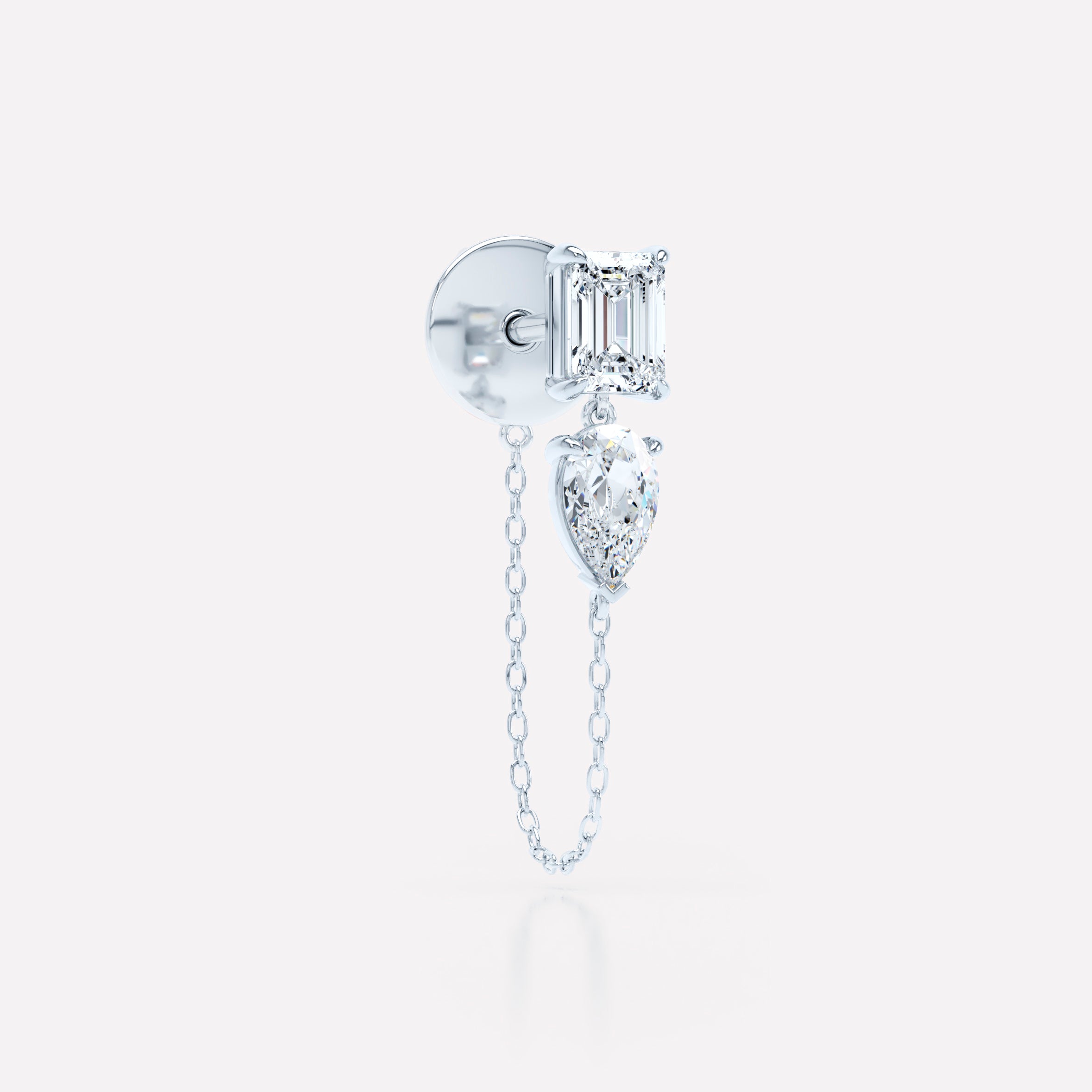 The Emerald Pear Chain-Linked Stud