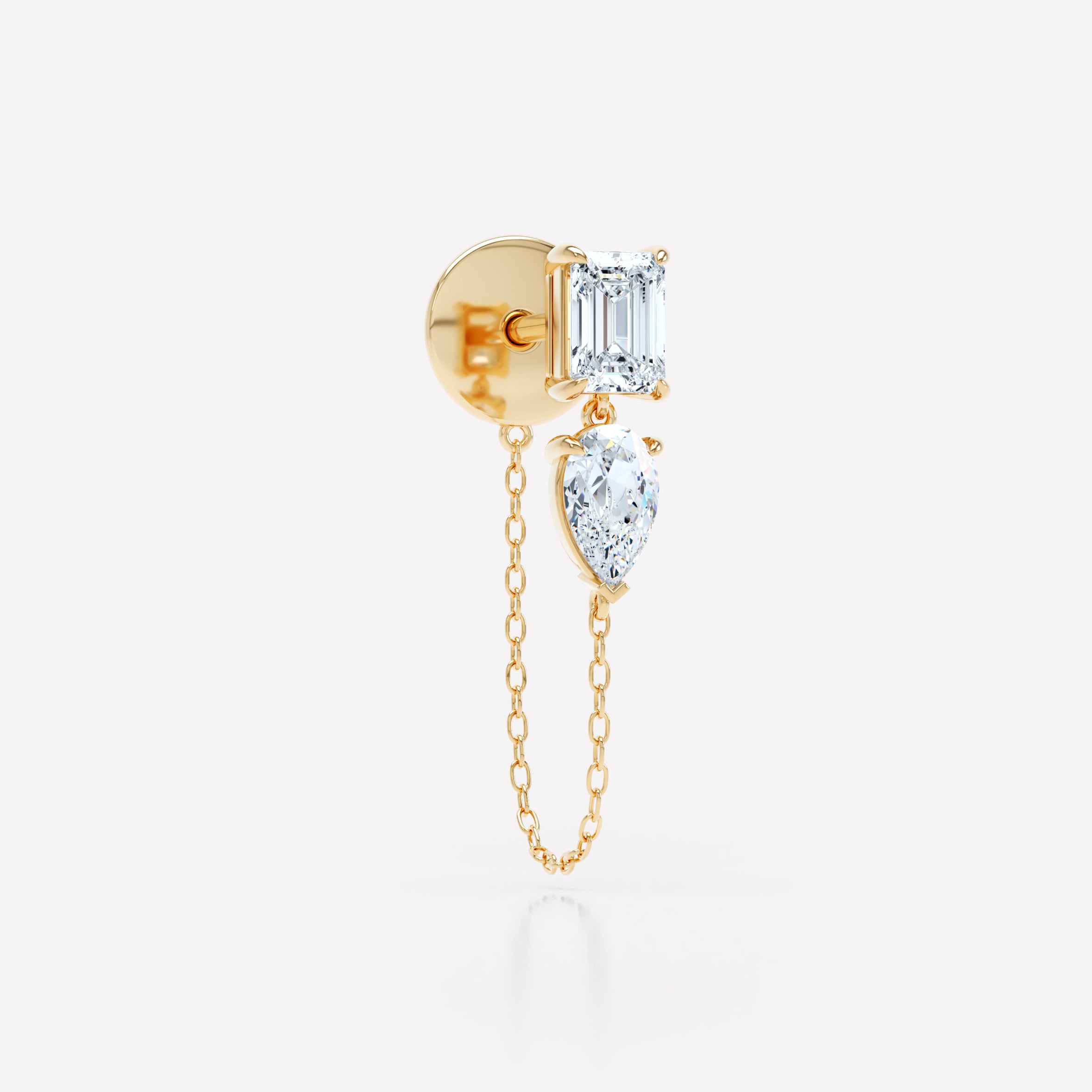 The Emerald Pear Chain-Linked Stud