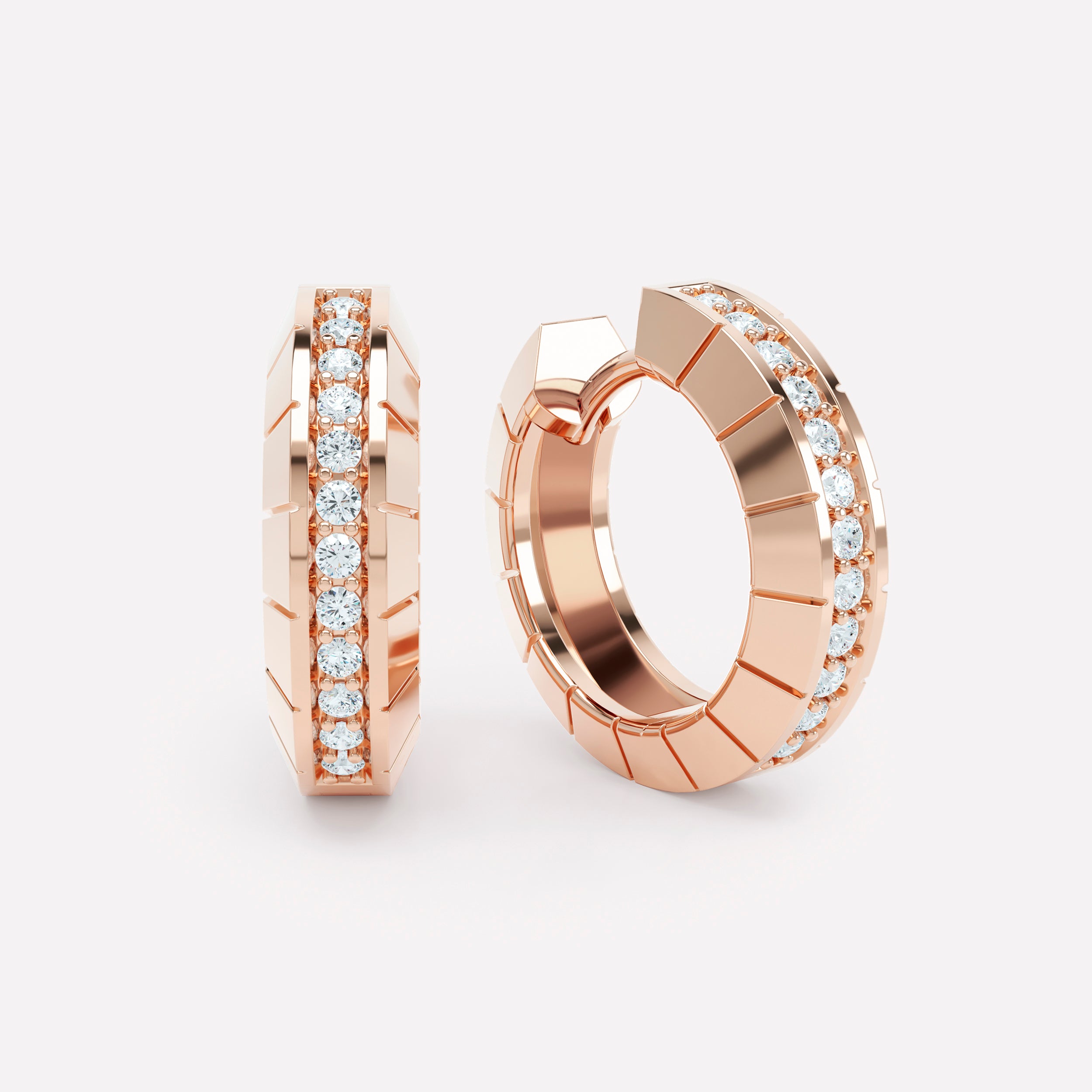 Eternity Engraved Diamond Huggies 15mm