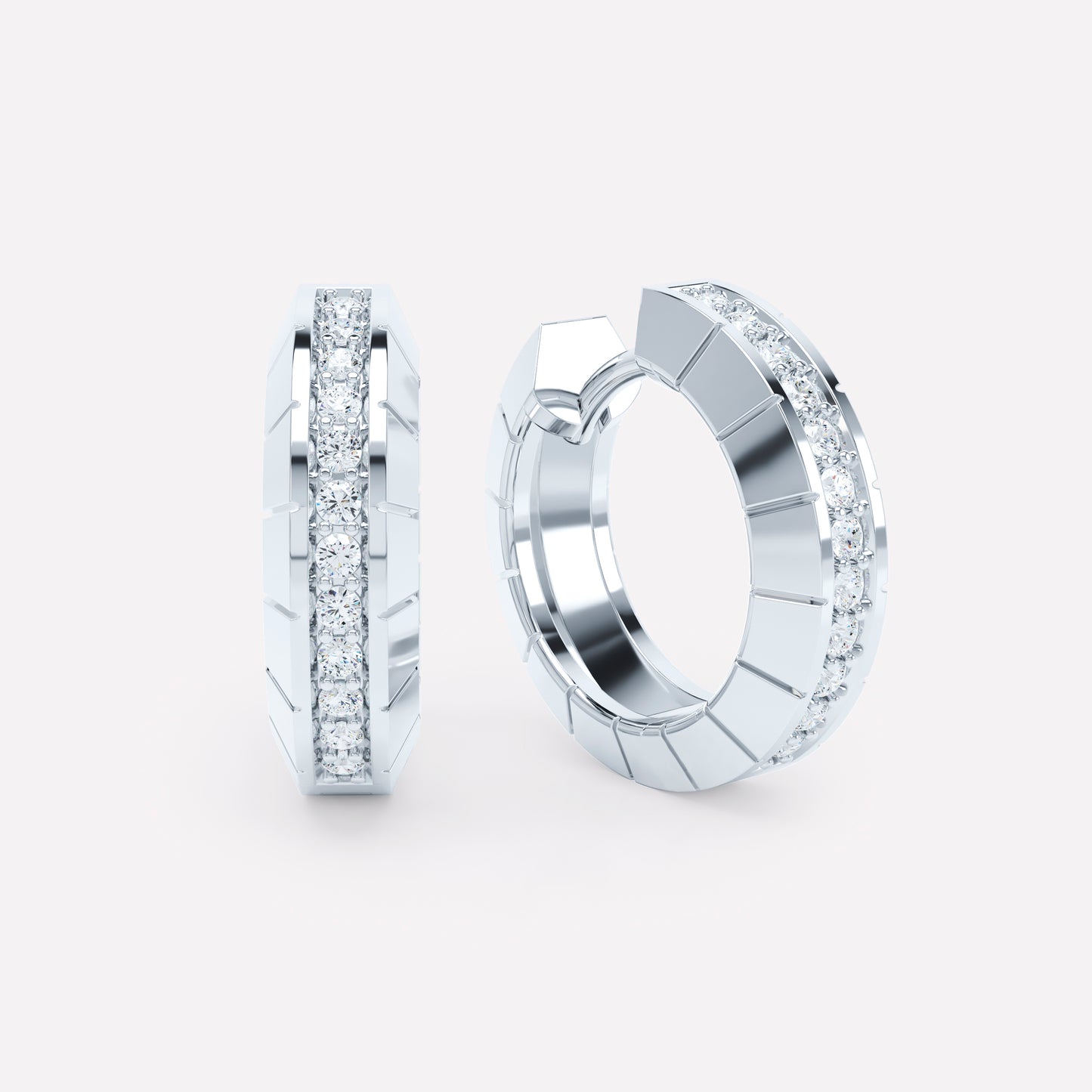 Eternity Engraved Diamond Huggies 15mm