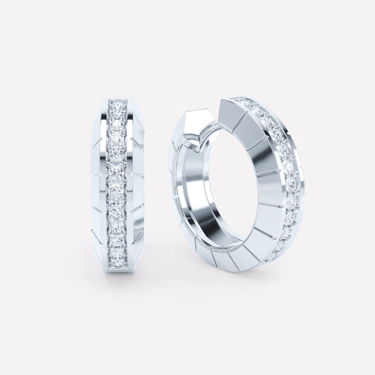 Eternity Engraved Diamond Huggies 15mm