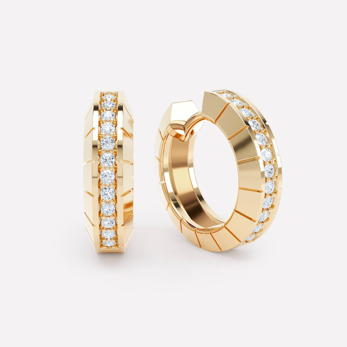 Eternity Engraved Diamond Huggies 15mm